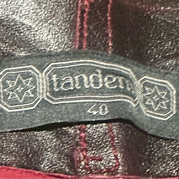 Tandem Leather Pant Brown & Ruby Red Stitching | Boutique Women’s Size 40 = US 4 - Picture 10 of 14